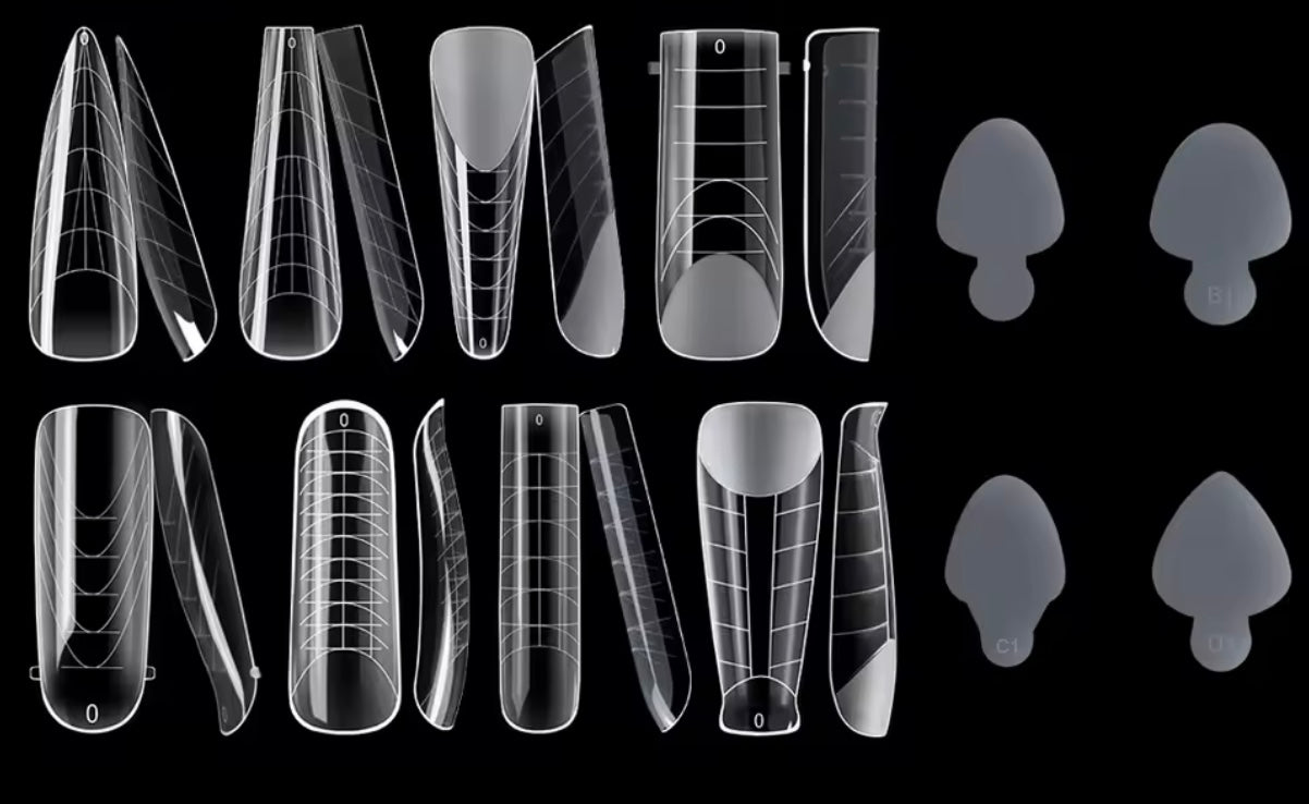 Dual Forms Set with Silicone Inserts for Hybrid Gel Enhancements and Nail Art