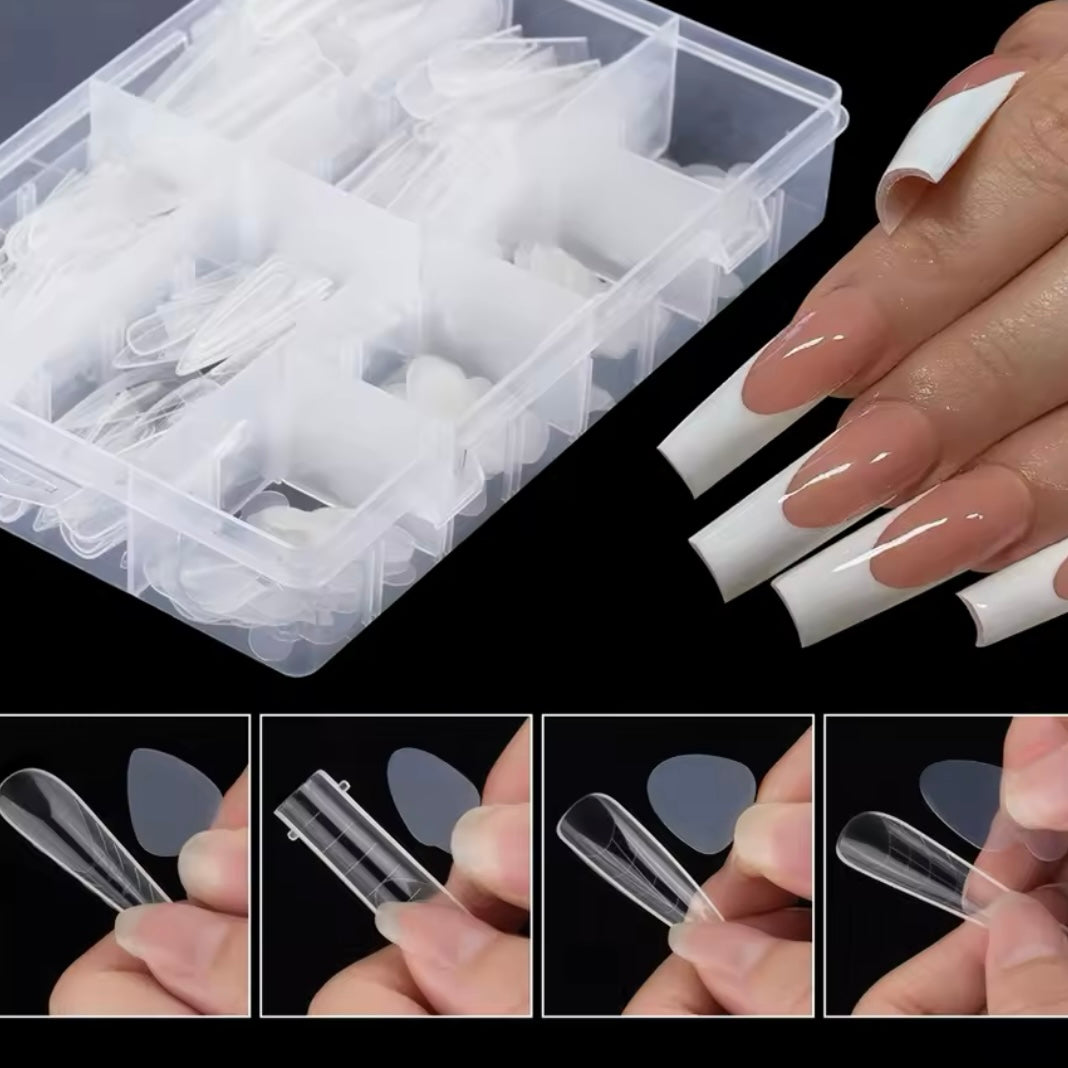 Dual Forms Set with Silicone Inserts for Hybrid Gel Enhancements and Nail Art