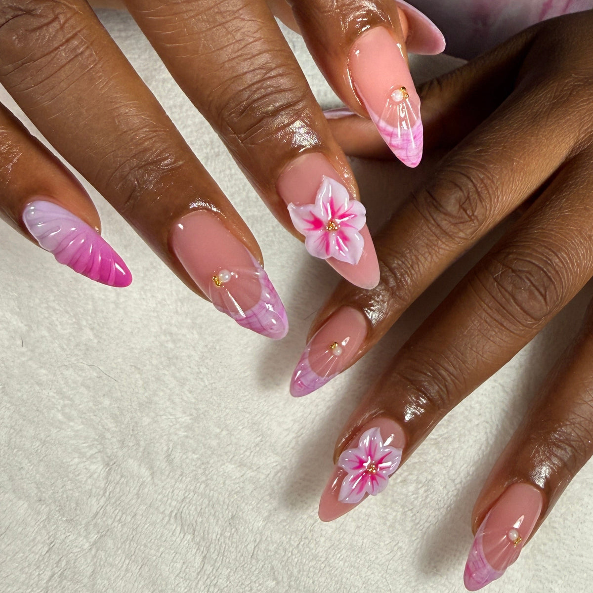 Polygel overlay or extensions (with design)